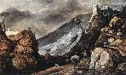 MOMPER, Joos de Landscape with the Temptation of Christ wg oil on canvas